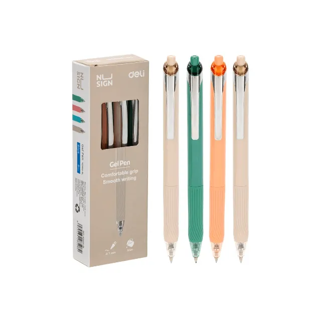 [6975239285082] BOLIGRAFO RETRACTIL GEL AZUL 0.7MM C8 DELI NS666-BL