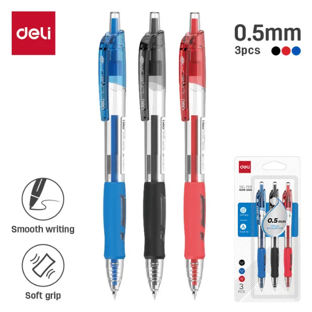 BOLIGRAFO RETRACTIL GEL SURTIDO 0.5MM C3 DELI G08-3AS