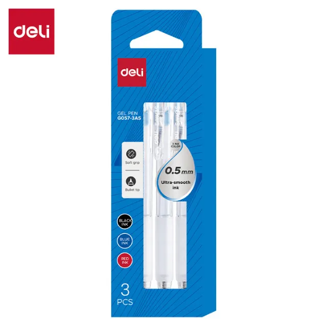 BOLIGRAFO RETRACTIL GEL SURTIDO 0.5MM C3 DELI G057-3AS