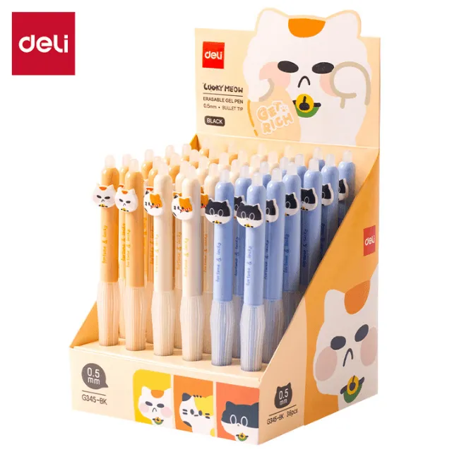 [6932673741772] BOLIGRAFO RETRACTIL GEL BORRABLE NEGRO 0.5MM DELI G345-BK