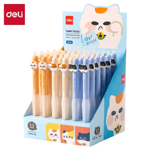 [6932673741802] BOLIGRAFO RETRACTIL GEL BORRABLE AZUL 0.5MM DELI G345-BL