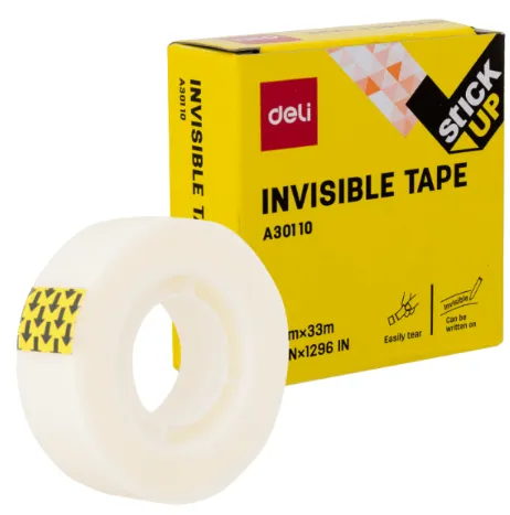 CINTA ADHESIVA TRANSPARENTE INVISIBLE 18X33 DELI A30110